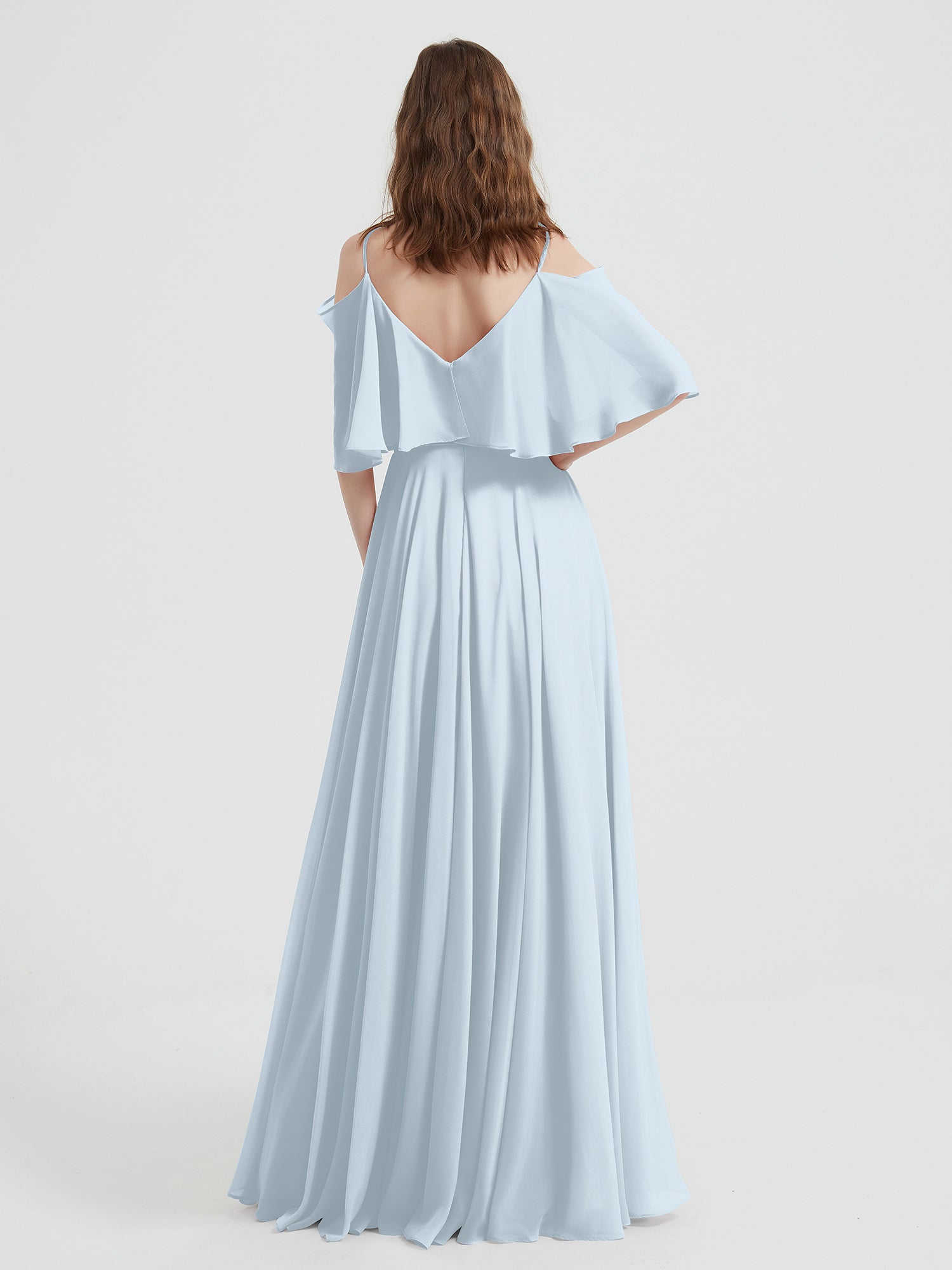 Ruffles Sleeves Spaghetti Strap Chiffon Dresses Mist
